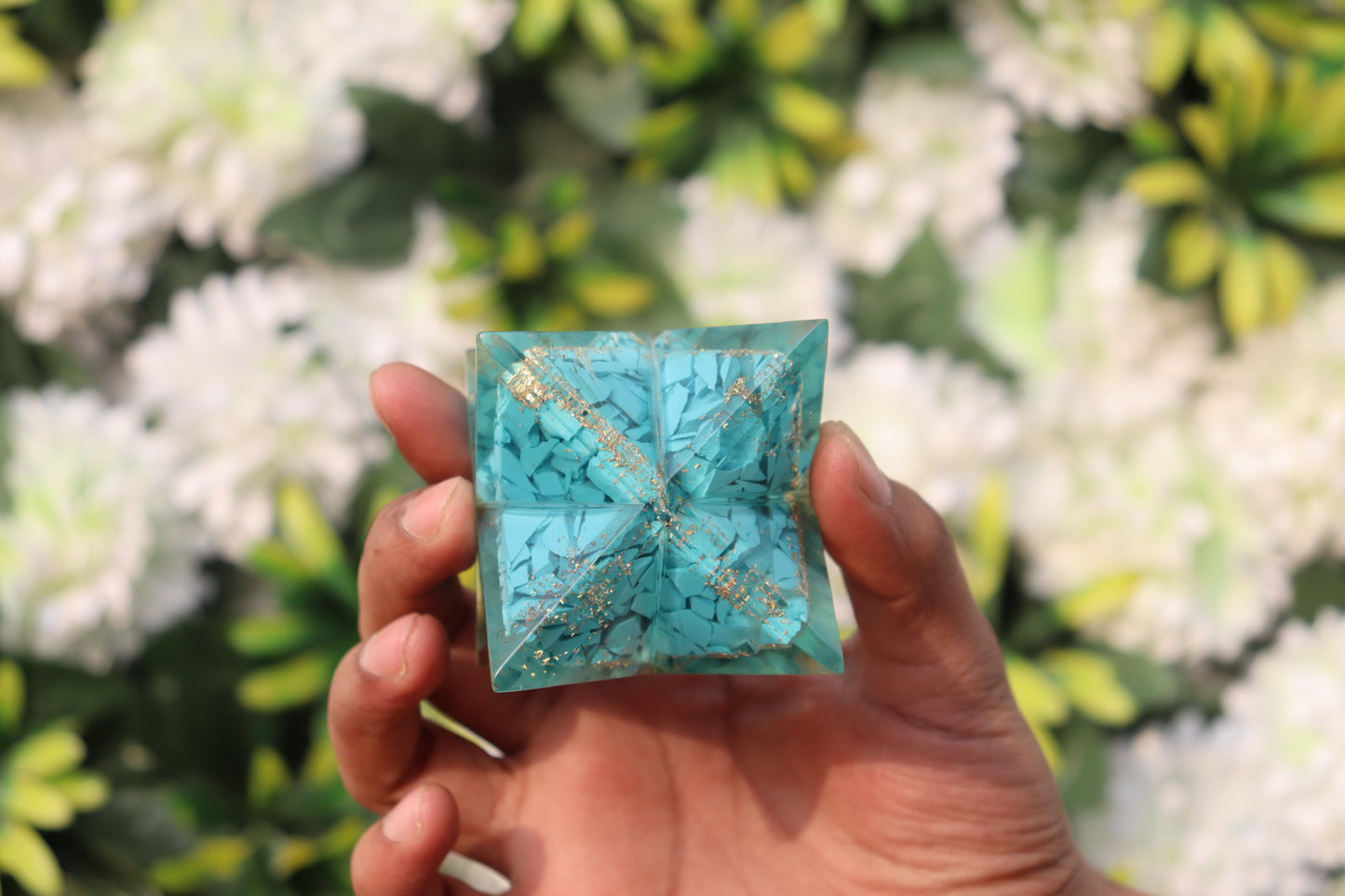 Orgonite Turquoise Stone | 70-75mm | Healing Metaphysical Spirit Healing Power Merkaba Star