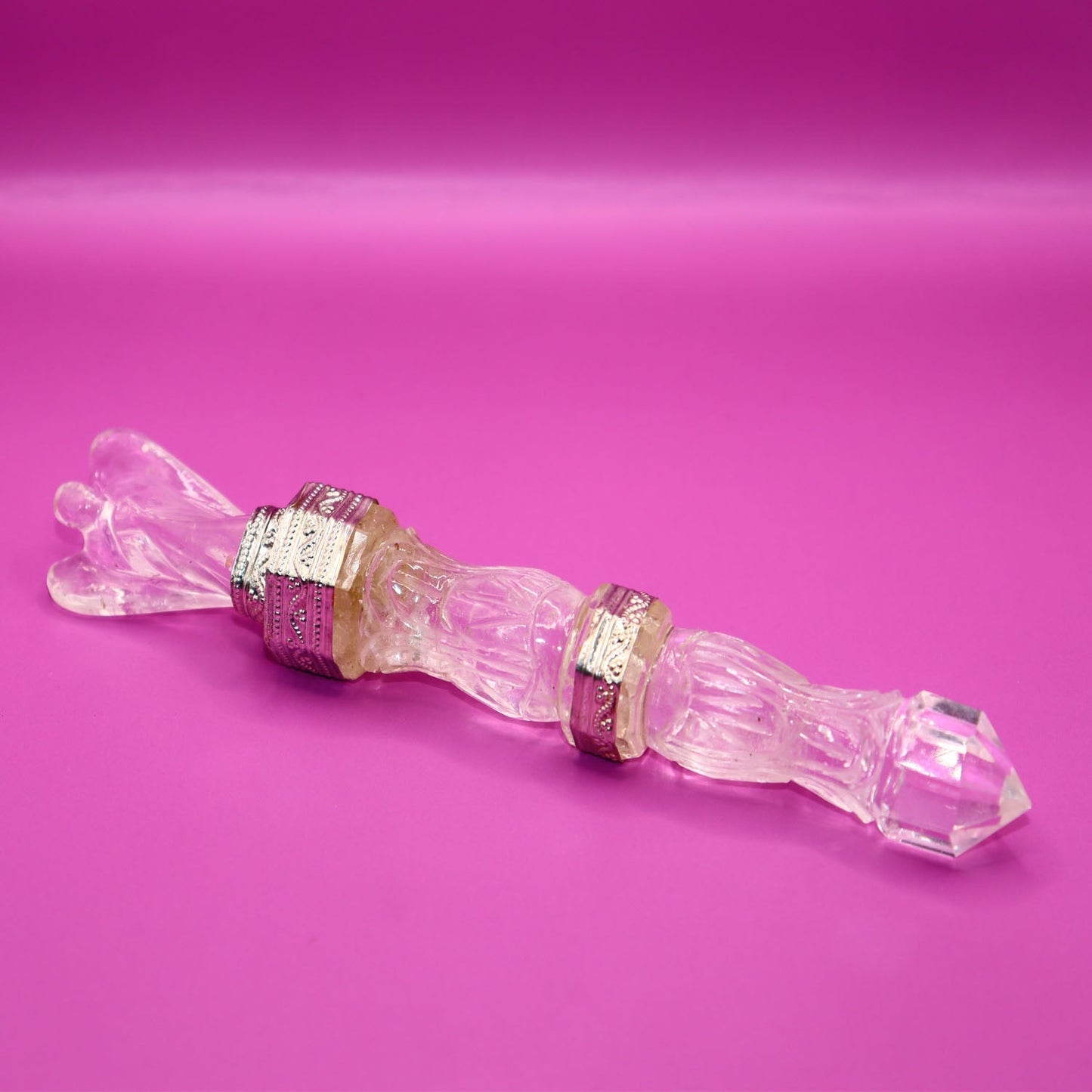 Natural Clear Crystal, Massage Healing Wand, Hand Carved Angel Pencil, Energy Balancing Gemstone - 5 Inch