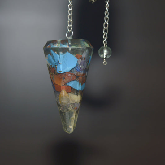 Seven Chakra Orgone Stone Pendulum Dowser Crystal Pendulum Reiki Healing Crystal
