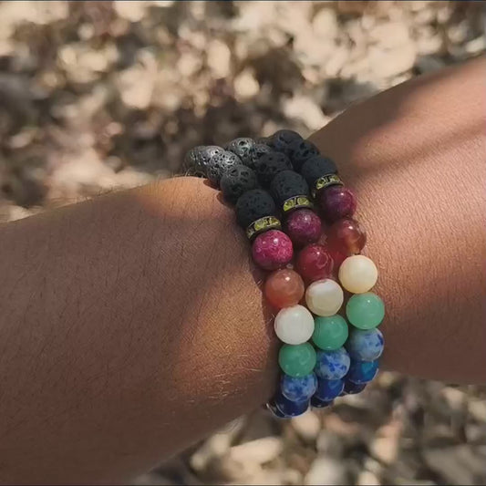 7 Chakra Lava Bead Bracelet – Balance, Energy & Spiritual Healing